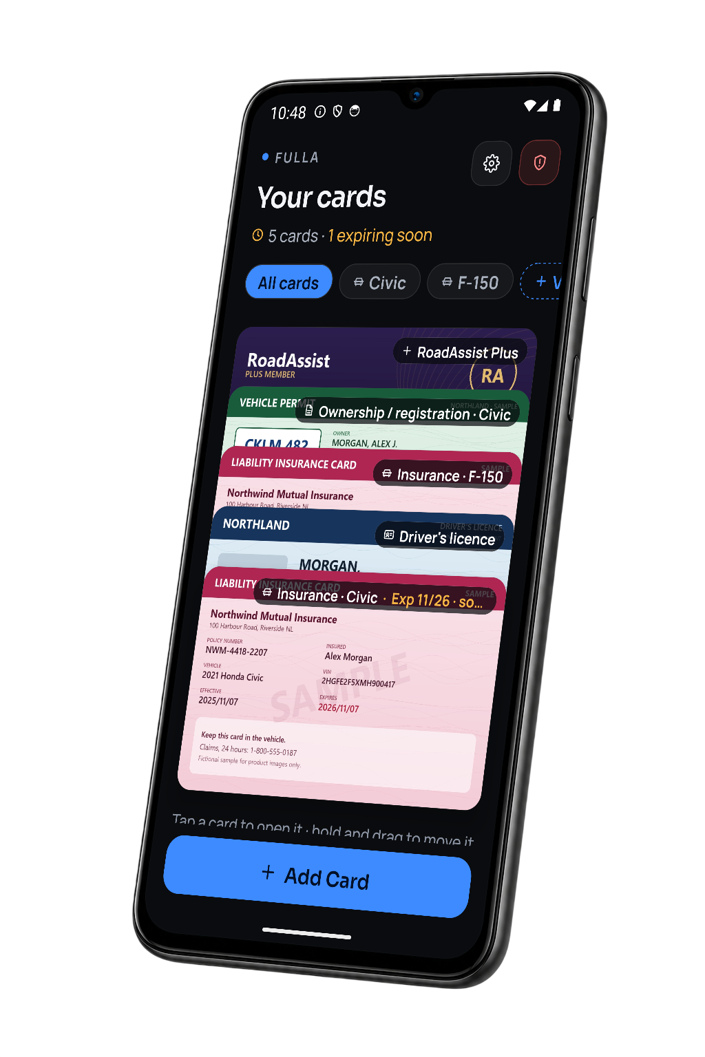 Fulla: Vehicle Document Wallet app preview